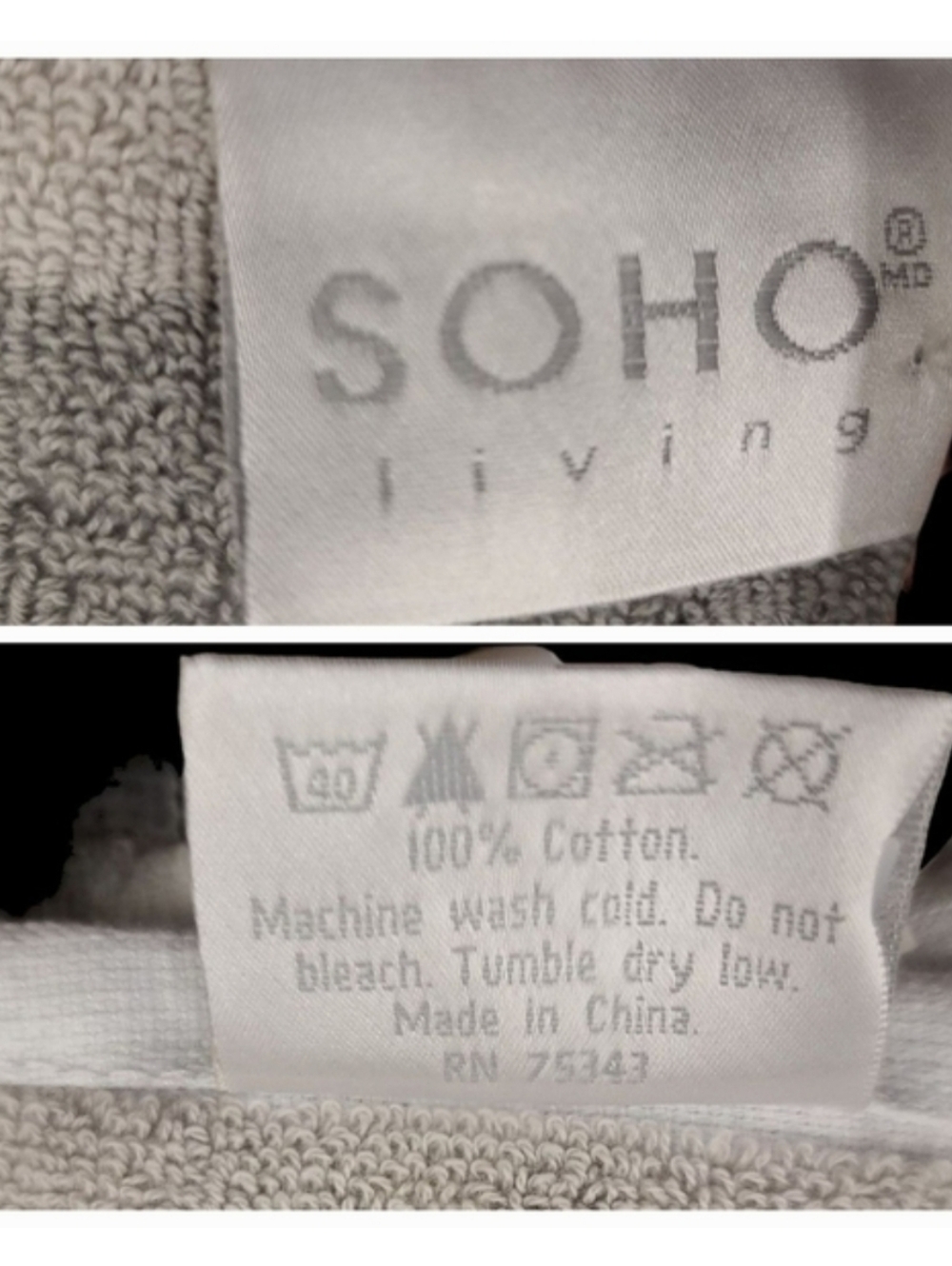 8pc Soho Living Bath Hand Washcloth Towel Set Striped Dot Blue Gray White New - Picture 6 of 7
